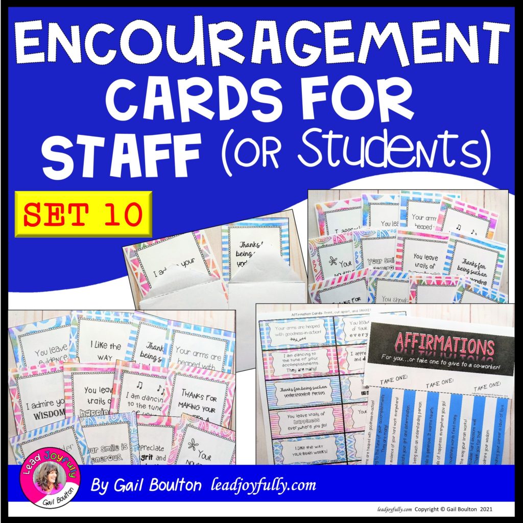 Encouragement Cards for STAFF (or Students!) BUNDLE #1 | Lead Joyfully