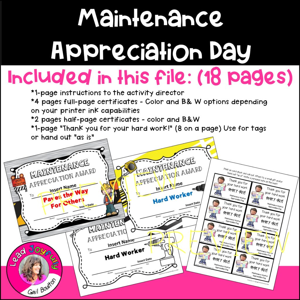 Maintenance Worker Appreciation Day – 1st Friday in March | Lead Joyfully