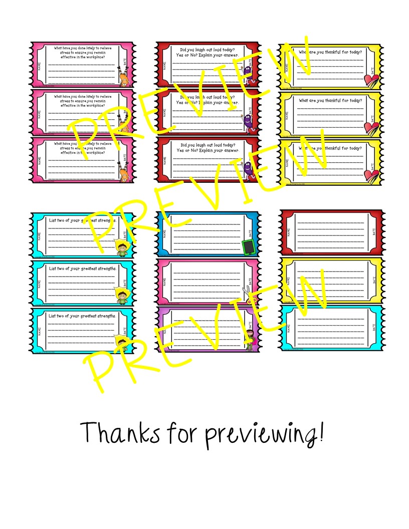 Exit Tickets for Staff Set 2