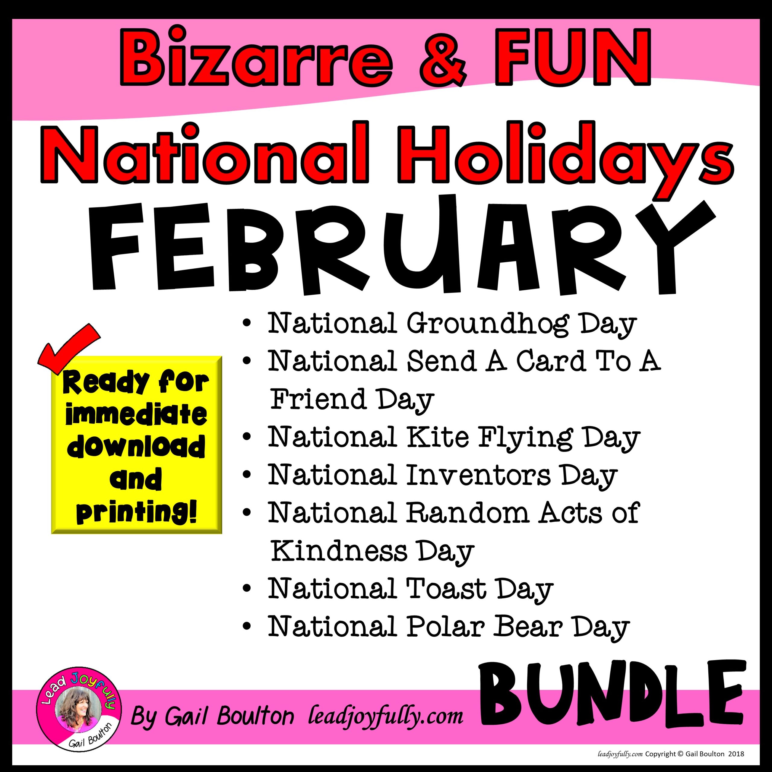 Bizarre and FUN National Holidays to Celebrate your Staff (FEBRUARY BUNDLE)  | Lead Joyfully