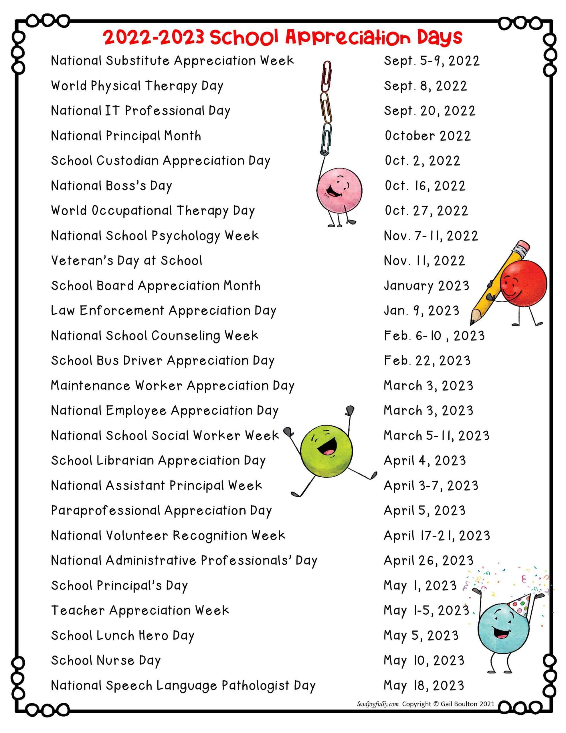 School Appreciation Days 2022 2023 Lead Joyfully School Appreciation Days 2022 2023 Lead Joyfully