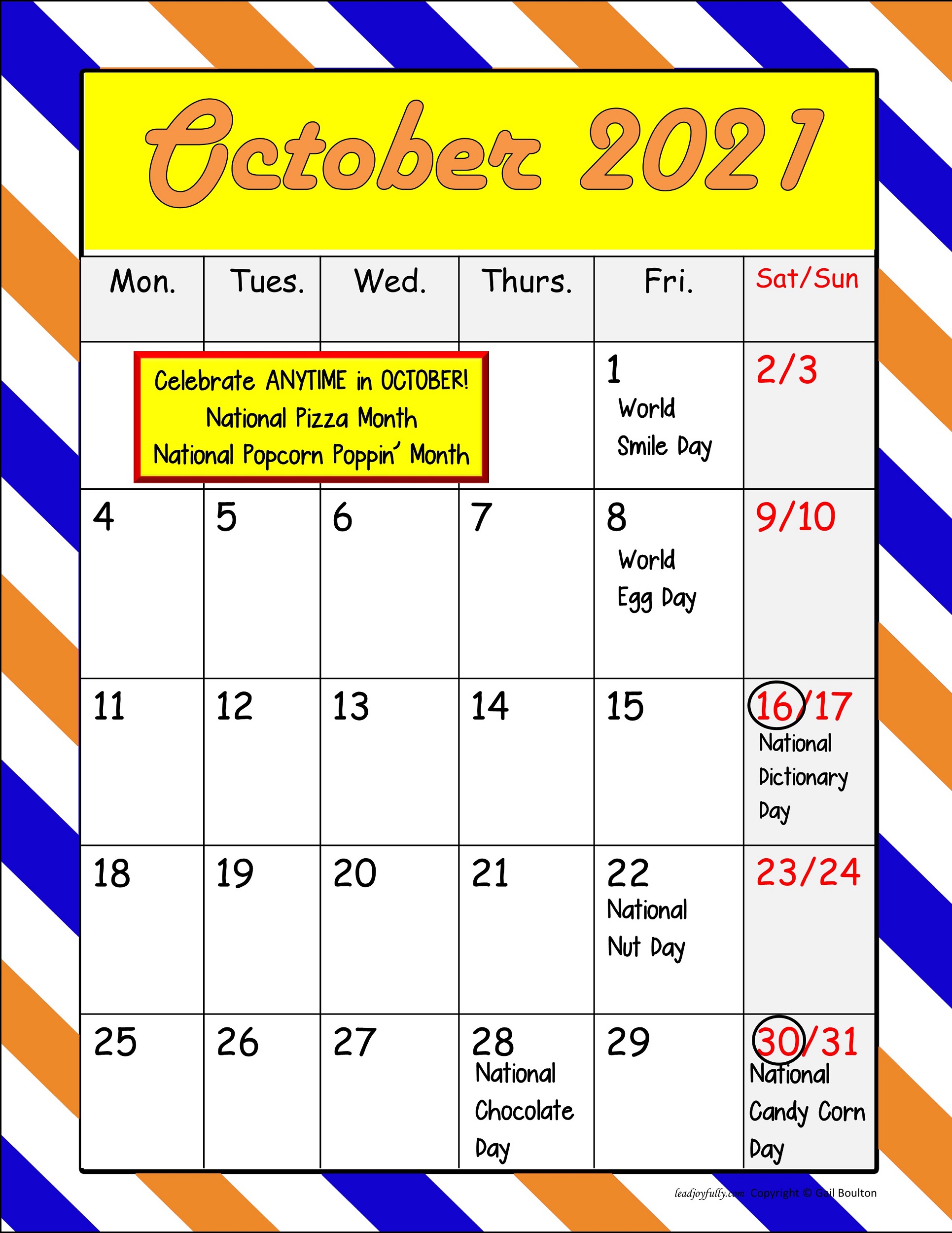 Bizarre and FUN National Holidays to Celebrate your Staff (OCTOBER BUNDLE)