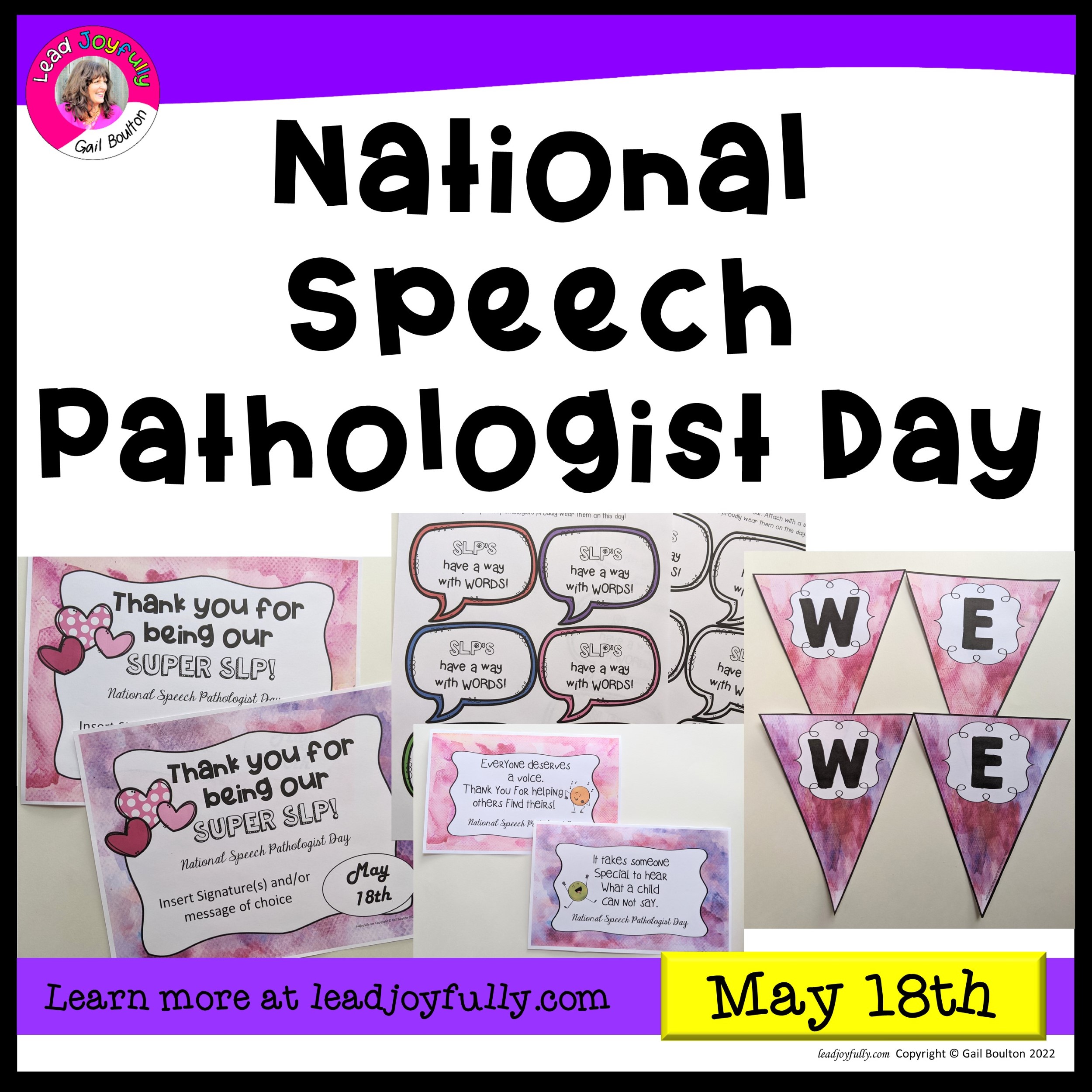 National Speech Pathologist Day (May 18th) Lead Joyfully