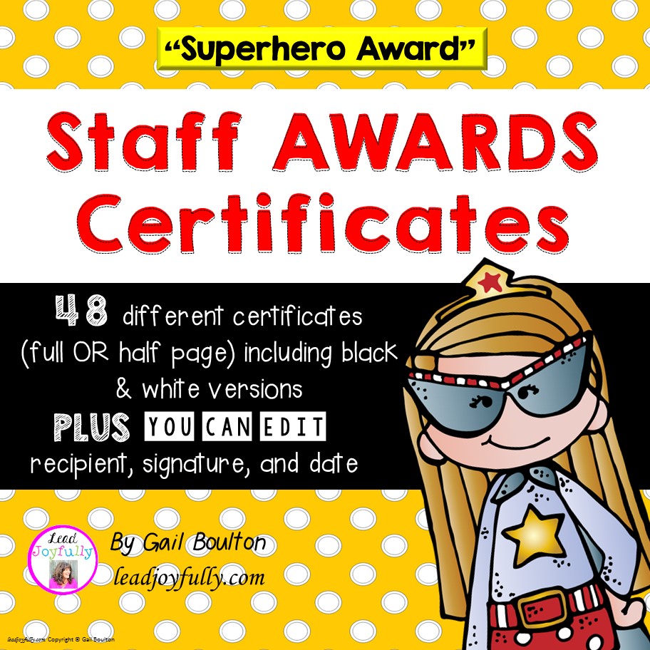Staff Awards/Certificates (Superhero Award)