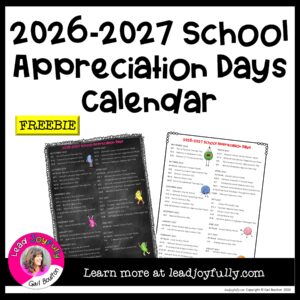 FREE download! 2026-2027 School Appreciation Calendar